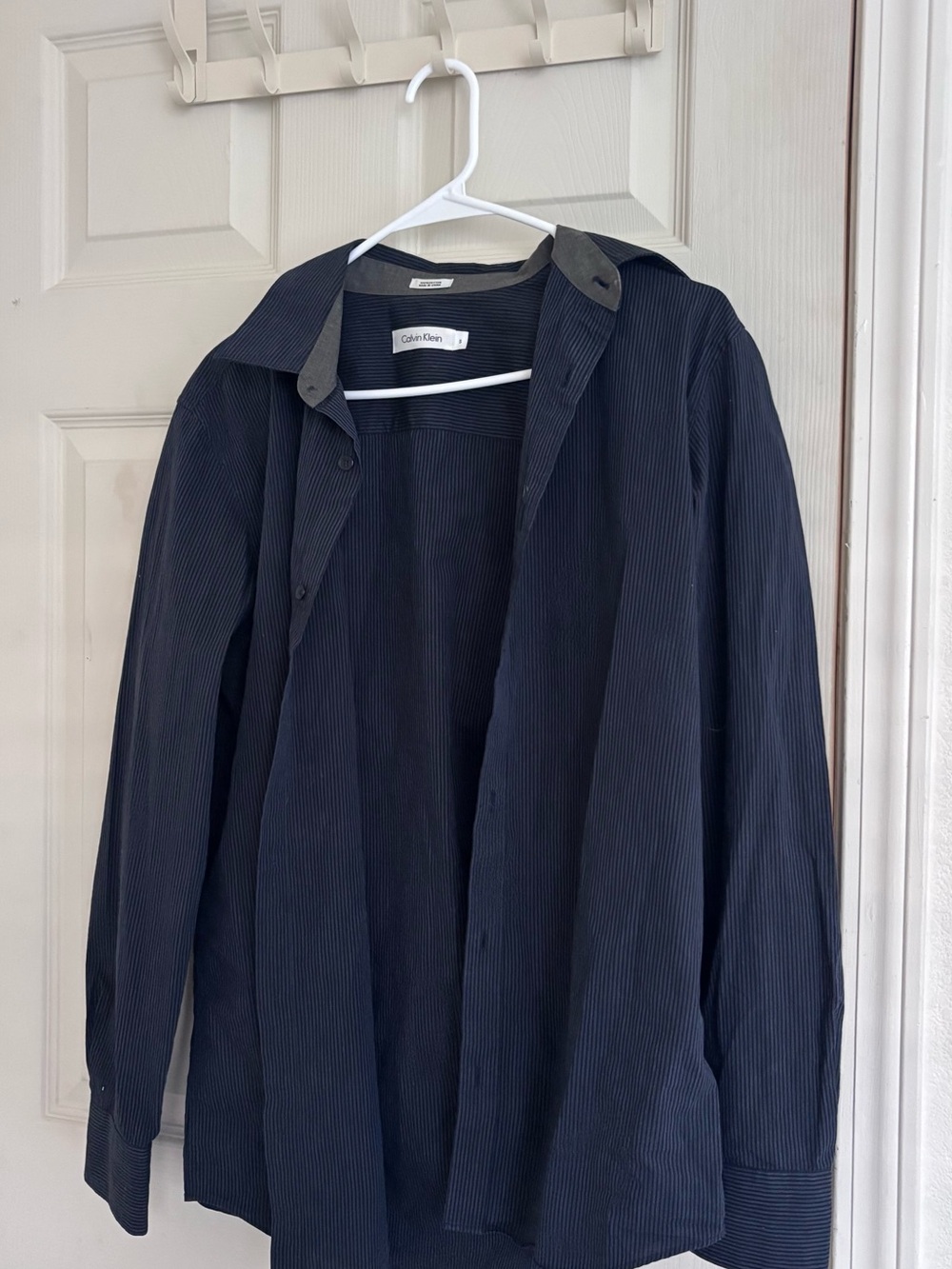 Calvin Klein Men’s Navy Black Pinstripe Shirt Jacket